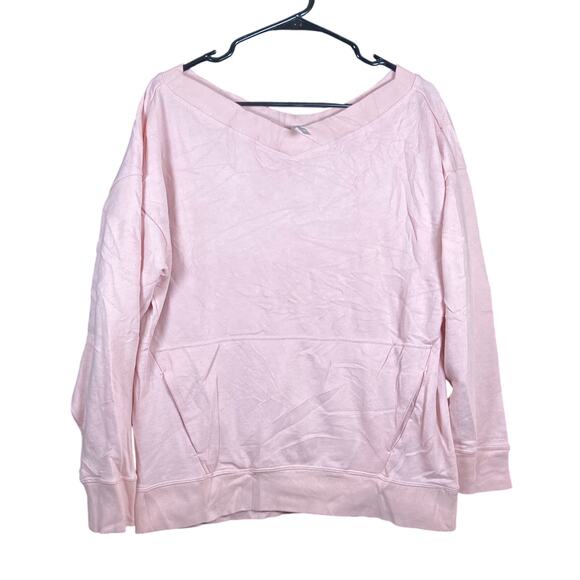 Fabletics Womens Sweater Pink Boat Neck Oversized Cotton Blend Small - Picture 1 of 12